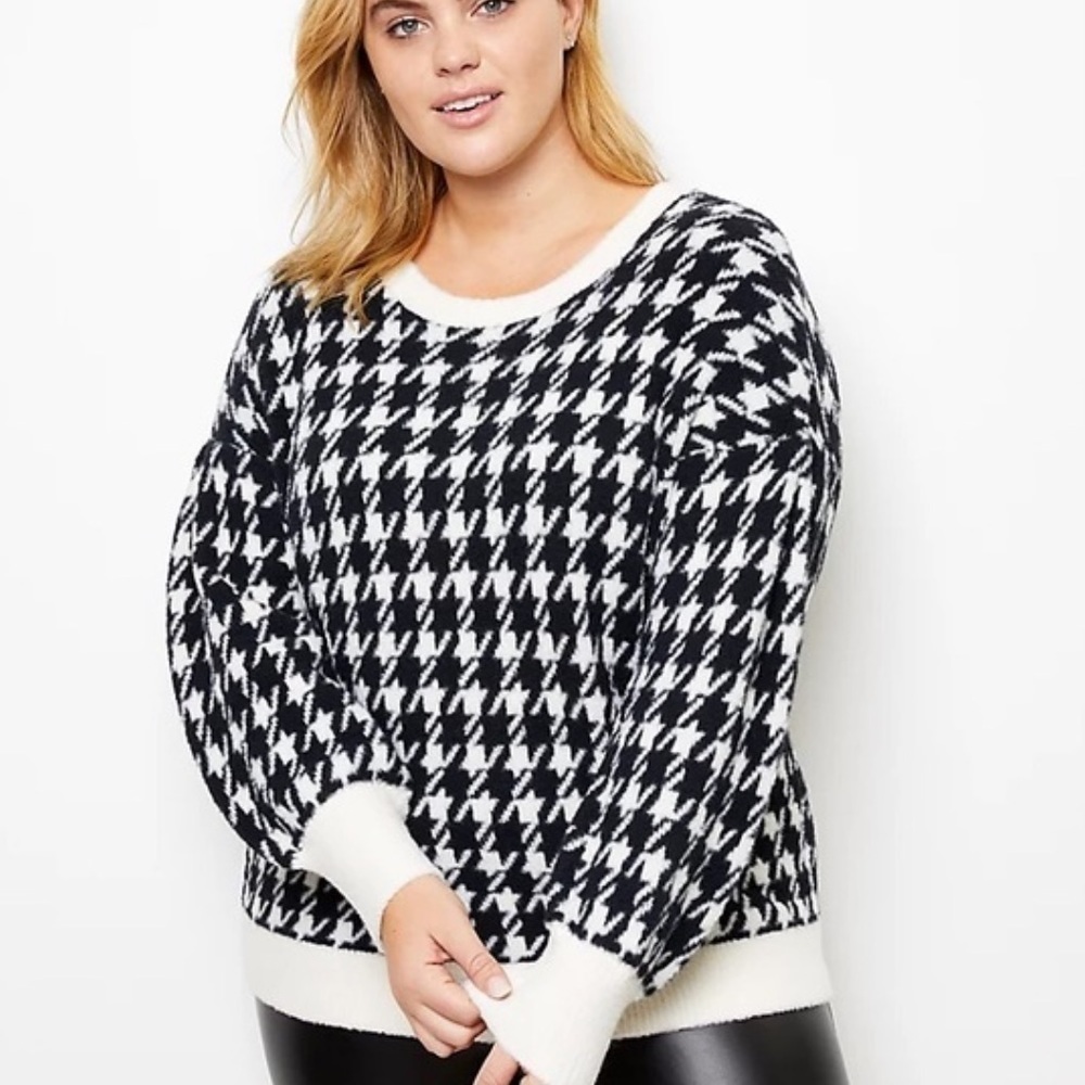 LOFT Plus Size Houndstooth Sweater Size Large